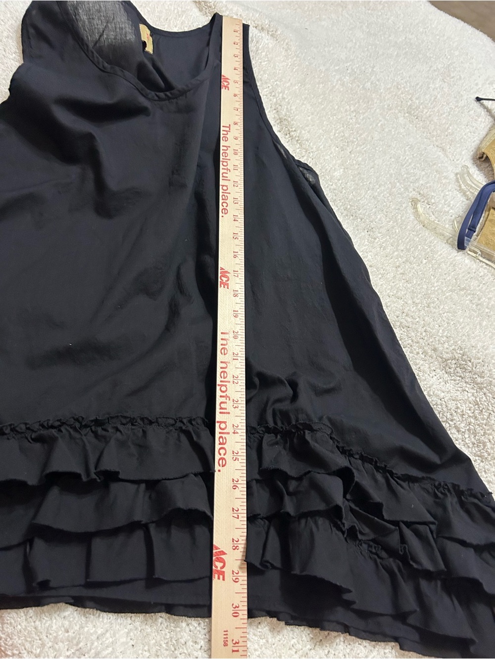 Tulip Clothing Tunic Top Size XL Black Lightweight Cotton Ruffle Boho Lagenlook - Picture 6 of 6